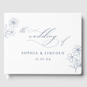 Elegante minimalistische bloementekening bruiloft gastenboek (Voorkant)
