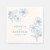 Elegante minimalistische bloementekening bruiloft servet (Voorkant)