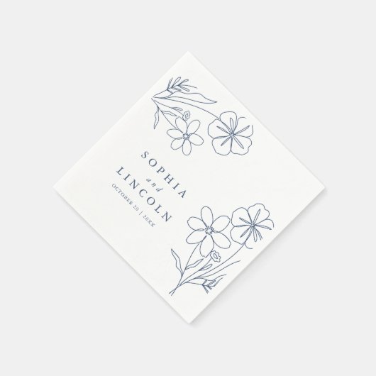 Elegante minimalistische bloementekening bruiloft servet (Hoek)