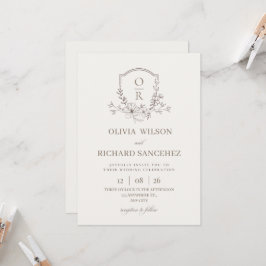 Elegante Minimalistische Bloemige Trouwuitnodiging Kaart