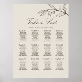 Elegante Minimalistische Bloemige Trouwzaalstoelin Poster