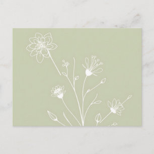Elegante minimalistische bloemlijnkunst briefkaart