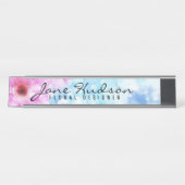 Elegante minimalistische bloemontwerp naamplaatje  bureau naambordje (Voorkant)