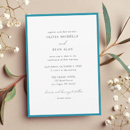 Elegante minimalistische Blue Border bruiloft uitn Kaart