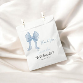Elegante minimalistische Blue Bow Boy Baby shower Bedankzakje