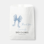 Elegante minimalistische Blue Bow Boy Baby shower Bedankzakje (Voorkant)