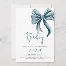Elegante minimalistische Blue Bow Boy Baby shower