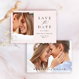 Elegante minimalistische blush foto Save the Date 