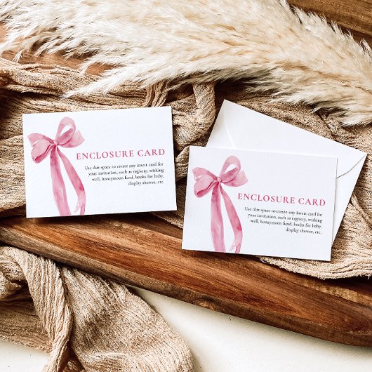 Elegante minimalistische Blush Pink Bow Enclosure  Kaart