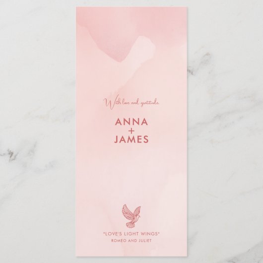 Elegante minimalistische Blush Roos Waterverf Menu (Achterkant)