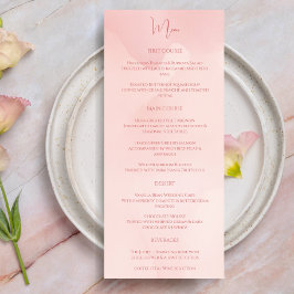 Elegante minimalistische Blush Roos Waterverf Menu