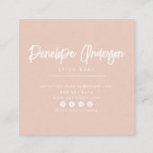 Elegante minimalistische blush roze boho chique mo vierkante visitekaartje (Achterkant)