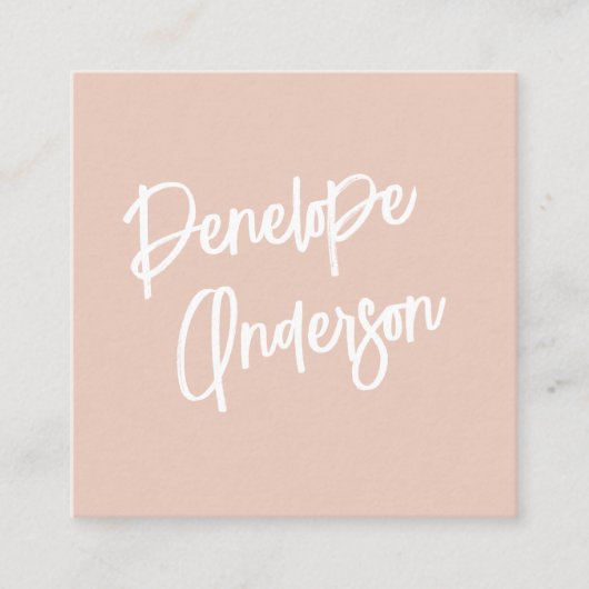 Elegante minimalistische blush roze boho chique mo vierkante visitekaartje (Voorkant)