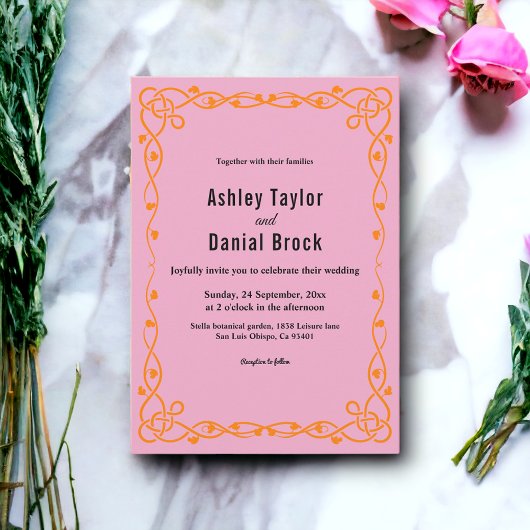 Elegante minimalistische blush roze chique bloemen kaart