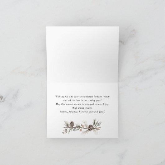 Elegante minimalistische Boheemse Kerstgroet Feestdagen Kaart (Binnen)