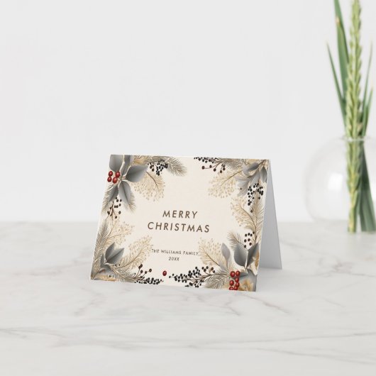 Elegante minimalistische Boheemse Kerstgroet Feestdagen Kaart (Voorkant)