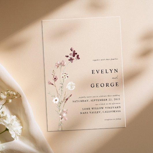 Elegante minimalistische Boho bloemenbruiloft Acryl Uitnodigingen