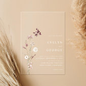 Elegante minimalistische Boho bloemenbruiloft Acryl Uitnodigingen