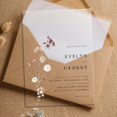 Elegante minimalistische Boho bloemenbruiloft Acryl Uitnodigingen