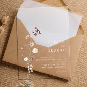 Elegante minimalistische Boho bloemenbruiloft Acryl Uitnodigingen