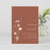 Elegante minimalistische Boho bloemenbruiloft Kaart (Staand voorkant)