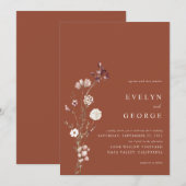 Elegante minimalistische Boho bloemenbruiloft Kaart (Voorkant / Achterkant)