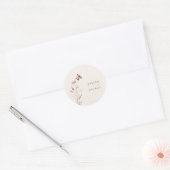 Elegante minimalistische Boho bloemenbruiloft Ronde Sticker (Envelop)
