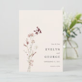 Elegante minimalistische Boho bloemenbruiloft Save The Date (Staand voorkant)