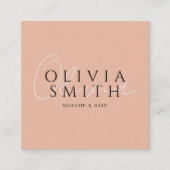 Elegante minimalistische boho blush roze modern un vierkante visitekaartje (Voorkant)