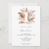 Elegante minimalistische Boho Floral 1e verjaardag Kaart (Voorkant)