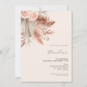 Elegante minimalistische Boho Floral 1e verjaardag Kaart (Voorkant)