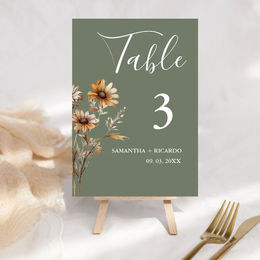 Elegante minimalistische Boho Green Wildflower bru Kaart