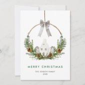 Elegante minimalistische Boho kerstcompositie Feestdagenkaart (Voorkant)