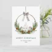 Elegante minimalistische Boho kerstcompositie Feestdagenkaart (Staand voorkant)