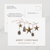 Elegante minimalistische Boho kerstgroet Feestdagenkaart (Voorkant / Achterkant)