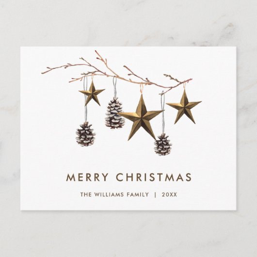 Elegante minimalistische Boho kerstgroet Feestdagenkaart (Voorkant)