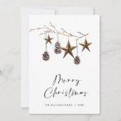 Elegante minimalistische Boho Merry Christmas-foto Feestdagenkaart (Voorkant)