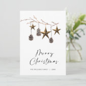 Elegante minimalistische Boho Merry Christmas-foto Feestdagenkaart (Staand voorkant)
