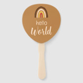 Elegante minimalistische Boho Rainbow Baby Aankond Handwaaier (Voorkant)