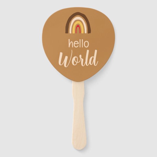 Elegante minimalistische Boho Rainbow Baby Aankond Handwaaier (Voorkant)