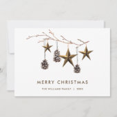 Elegante minimalistische Boho Vrolijke Kerstgroet Feestdagenkaart (Voorkant)