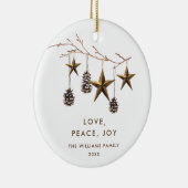 Elegante minimalistische Boho Vrolijke Kerstvakant Keramisch Ornament (Rechts)