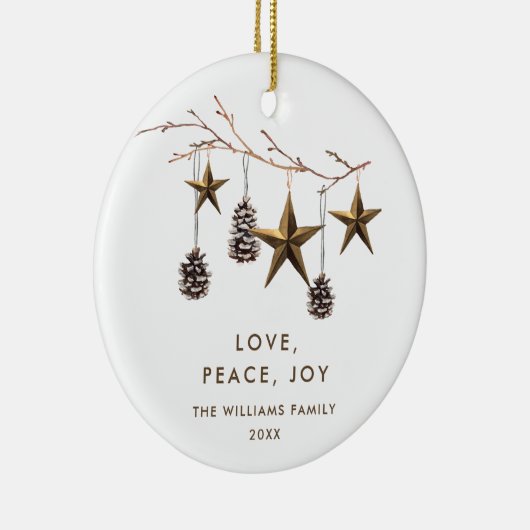 Elegante minimalistische Boho Vrolijke Kerstvakant Keramisch Ornament (Rechts)