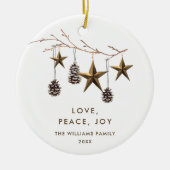 Elegante minimalistische Boho Vrolijke Kerstvakant Keramisch Ornament (Voorkant)