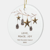 Elegante minimalistische Boho Vrolijke Kerstvakant Keramisch Ornament (Links)