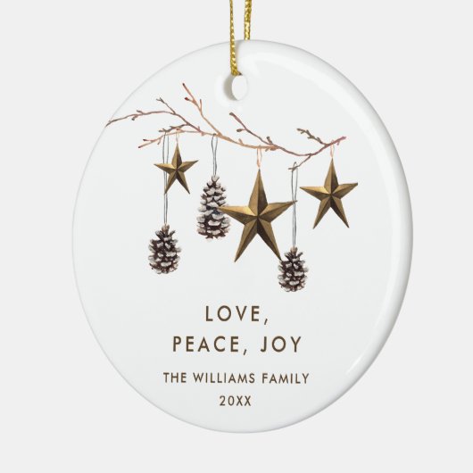 Elegante minimalistische Boho Vrolijke Kerstvakant Keramisch Ornament (Links)