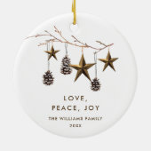 Elegante minimalistische Boho Vrolijke Kerstvakant Keramisch Ornament (Achterkant)