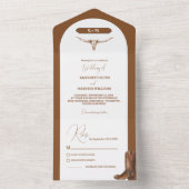 Elegante minimalistische Boho Westerne Cowboy brui All In One Uitnodiging (Binnen)