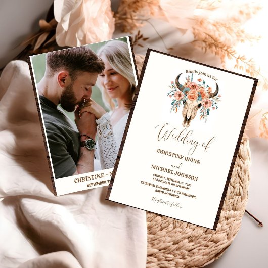 Elegante minimalistische Boho Westerne Cowboy brui Kaart