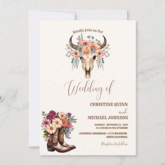 Elegante minimalistische Boho Westerne Cowboy brui Kaart (Voorkant)